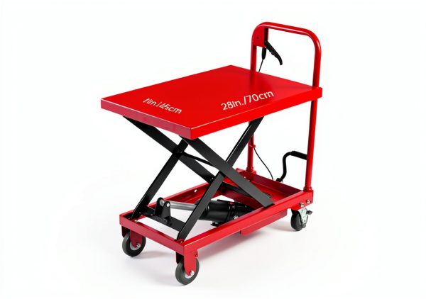500lbs Capacity Hydraulic Manual Single Scissor Table Lift Cart for Material Handling and Transportation with Wheel Lock, Foot Pedal, 9 to 28 Lift Height Range-1
